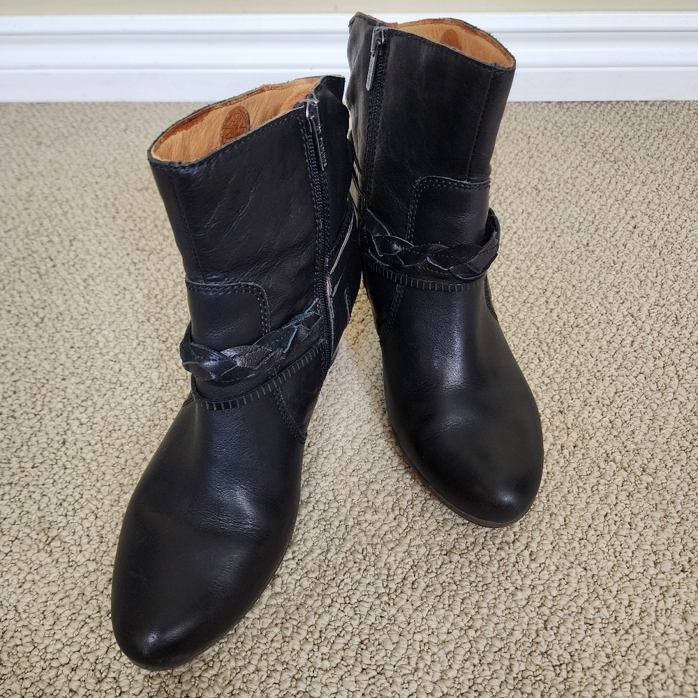 PIKOLINOS Black Leather Ankle Heel Boots Side Zip US 9-9.5 - Picture 7 of 12